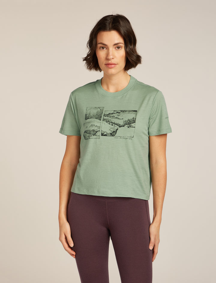 Womens Merino150 Tech Lite S S Crop Tee  Seaglass  0A57CD