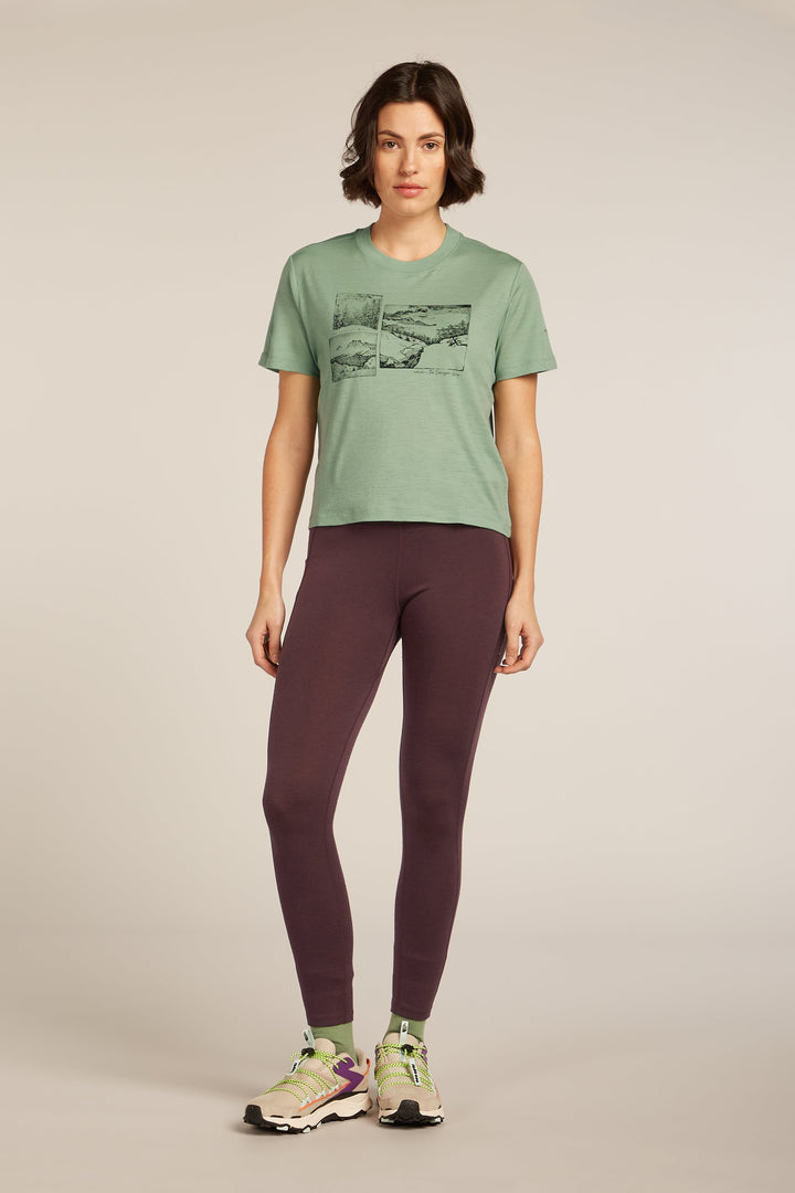 Womens Merino150 Tech Lite S S Crop Tee  Seaglass  0A57CD