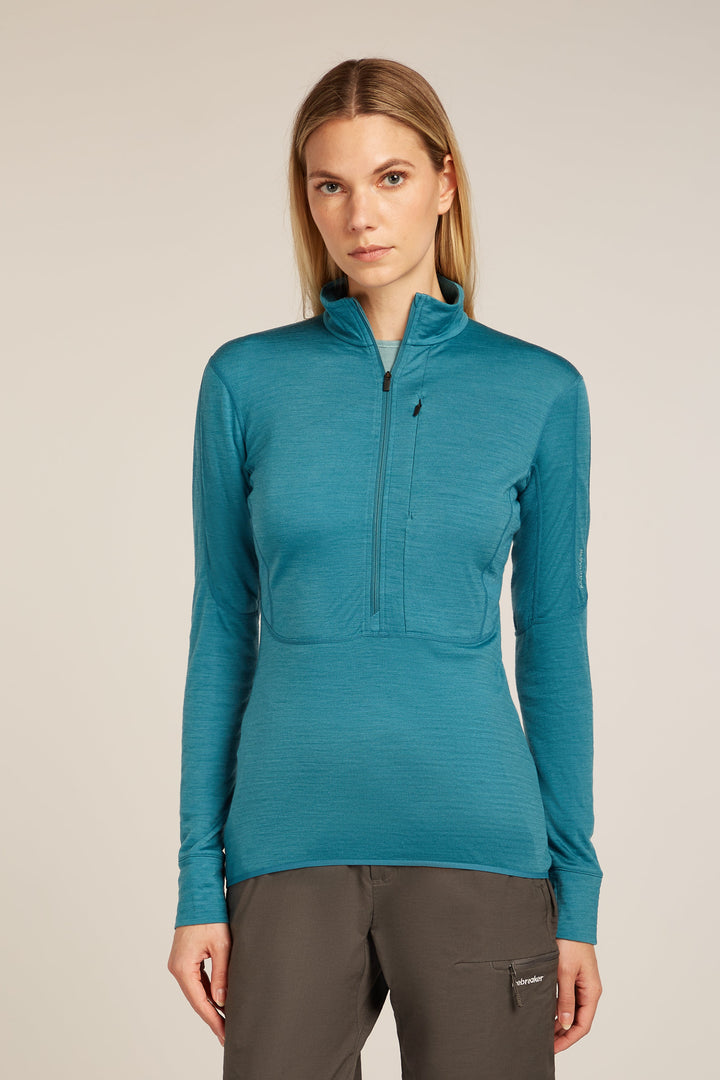 Womens Merino Blend 200 Realfleece™ Descender L S Half Zip Jacket Topaz BA56YM