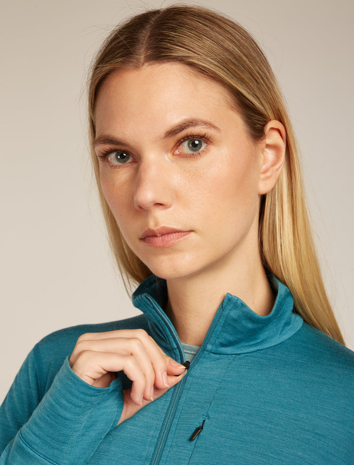 Womens Merino Blend 200 Realfleece™ Descender L S Half Zip Jacket Topaz BA56YM