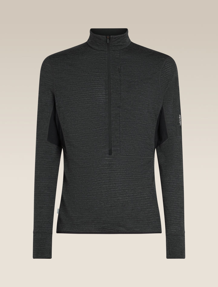 Mens Merino Blend 200 Realfleece™ Descender L S Half Zip Jacket Jet/Heather/Black/CB BA56VY