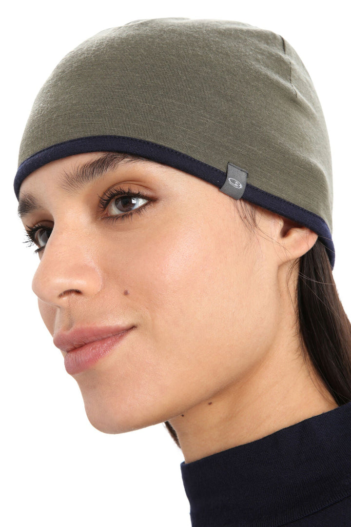 Adult Unisex Merino Reversible Pocket Hat Loden/Midnight Navy IBM200