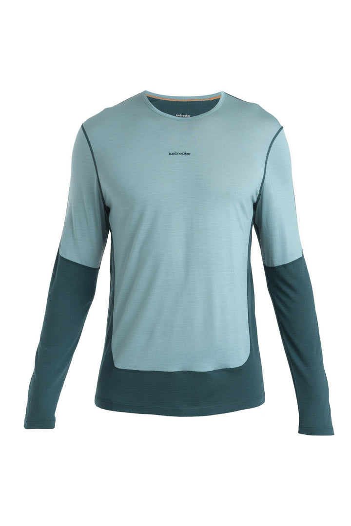 Mens 125 ZoneKnit™ Merino Blend Energy Wind LS Tee Fathom Green/Cloud Ray 0A56W8