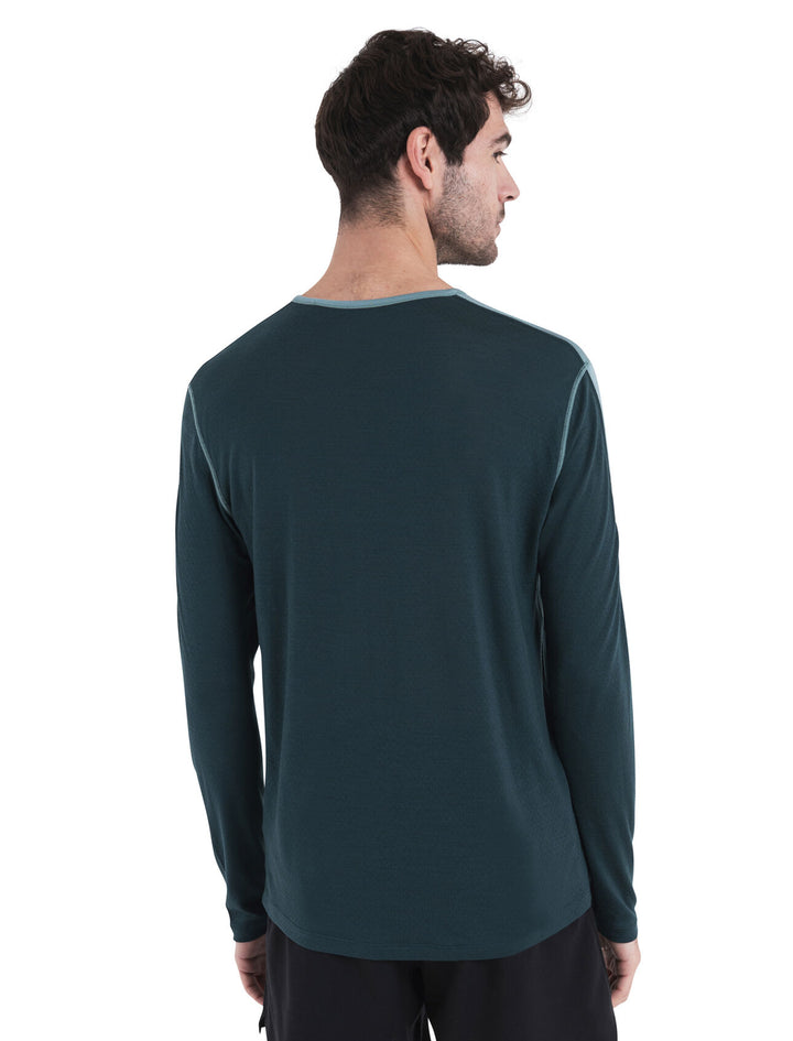 Mens 125 ZoneKnit™ Merino Blend Energy Wind LS Tee Fathom Green/Cloud Ray 0A56W8