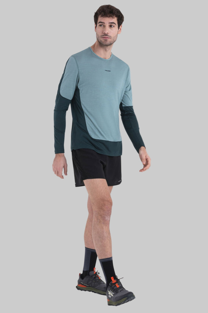 Mens 125 ZoneKnit™ Merino Blend Energy Wind LS Tee Fathom Green/Cloud Ray 0A56W8