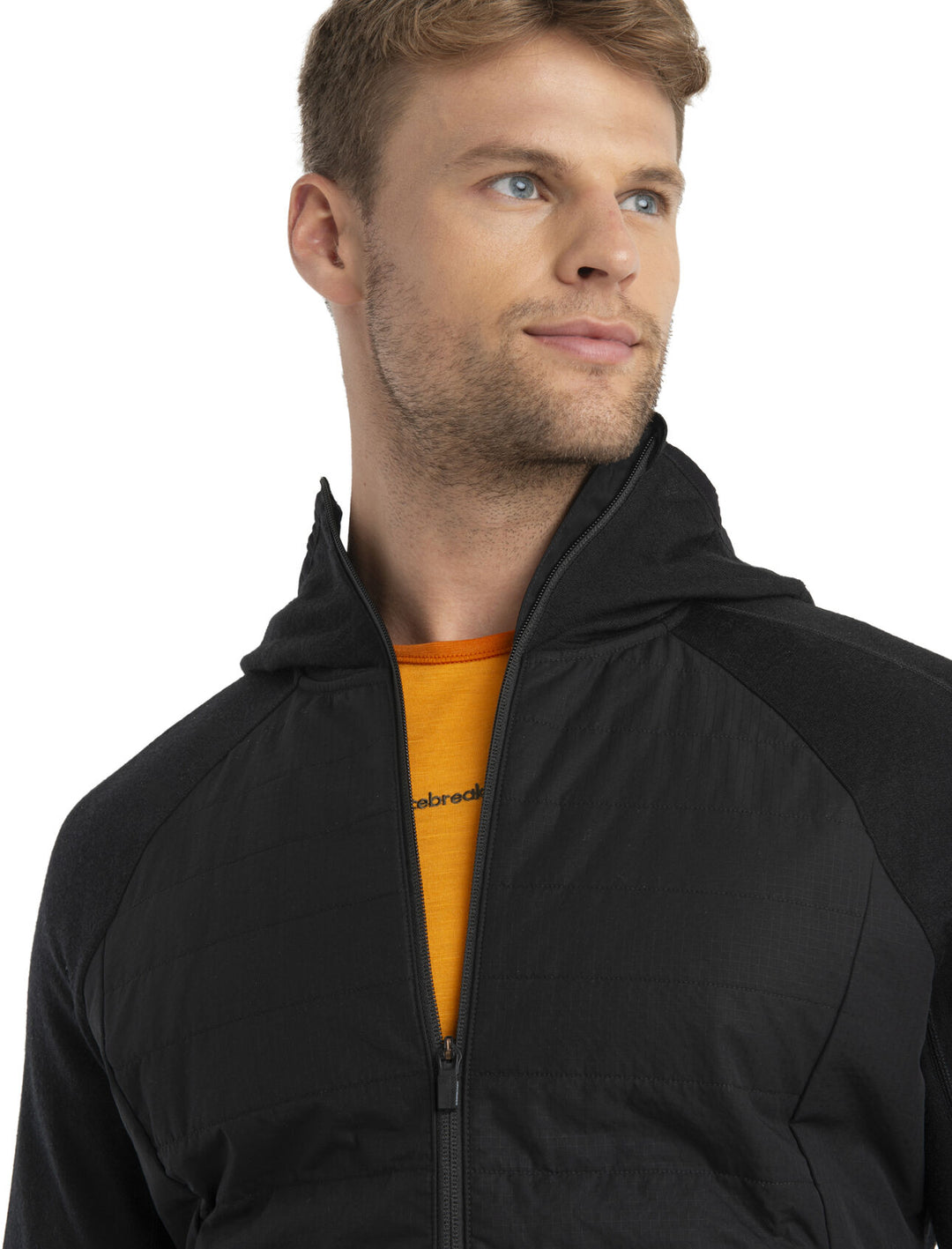 Mens M Quantum Hybrid LS Zip Hoodie Black 0A56QP