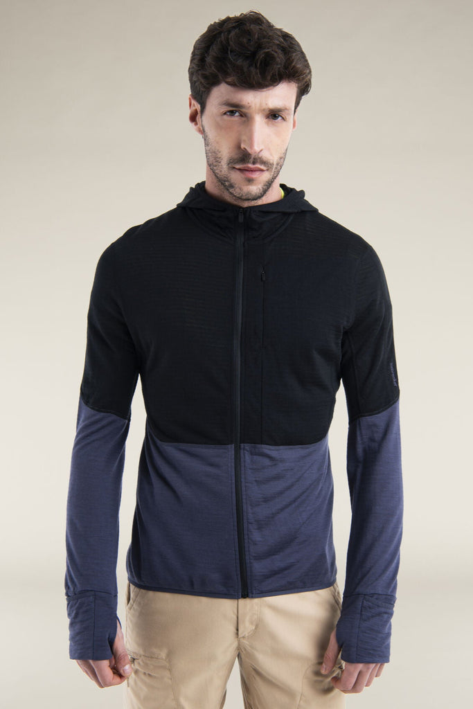 Mens Merino Blend 200 Realfleece™ Descender LS Zip Hoodie Black / Graphite BA56VZ