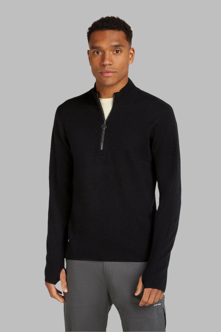 Mens Merino Icebreaker Anniversary Original LS Half Zip Black 0A579D