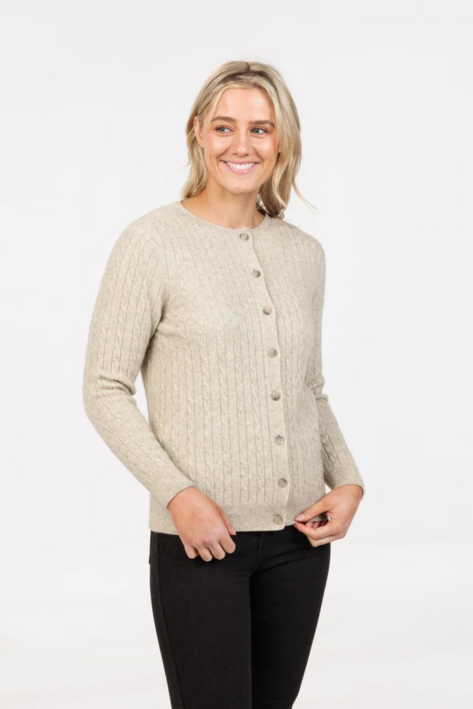 Womens Classic Cable cardigan Natural  NB886