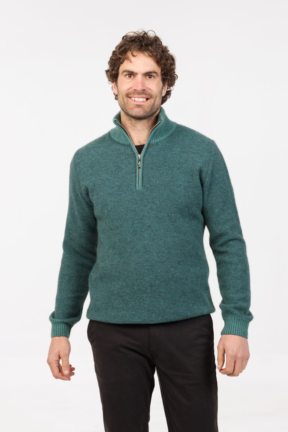 Mens Textured Half Zip Sweater Mist NE338