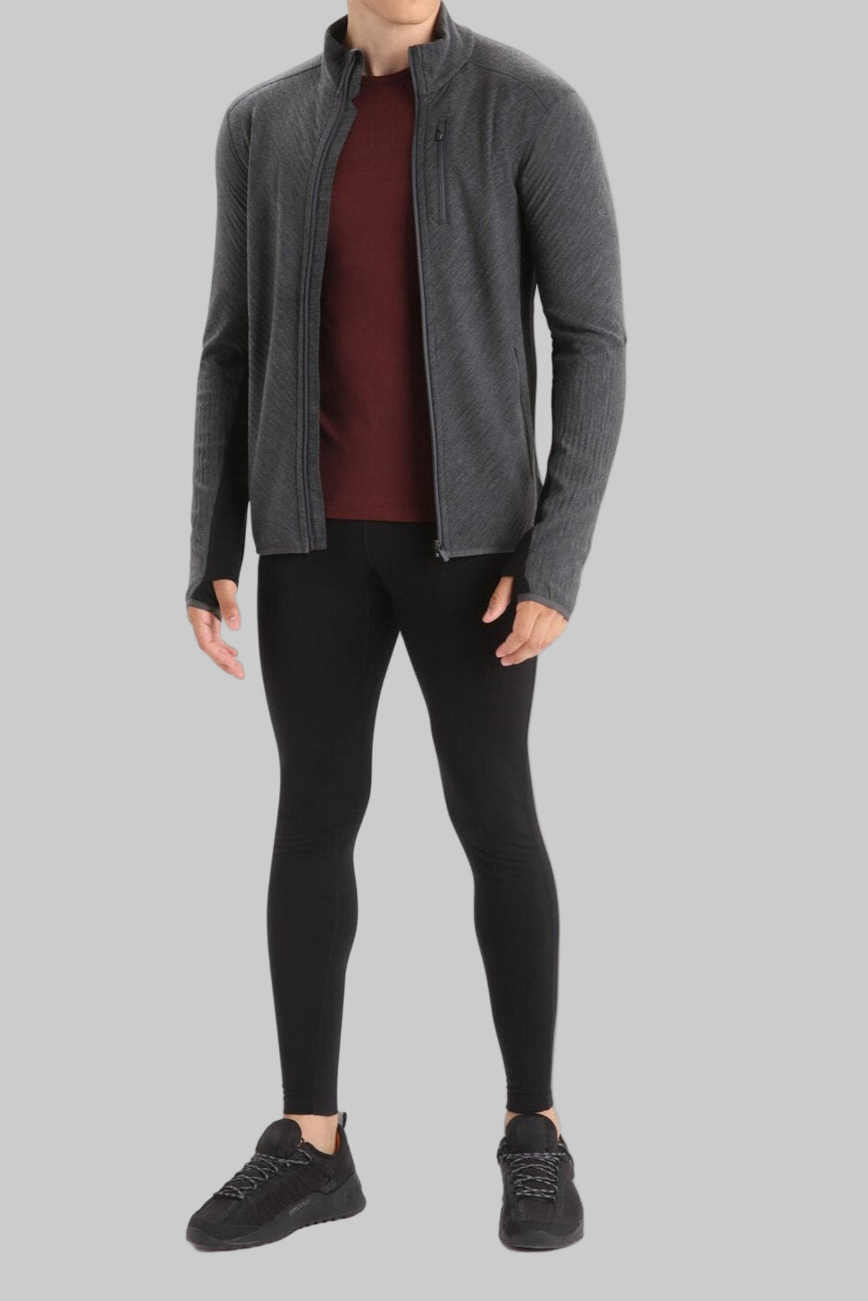Mens Descender LS Zip  Jet Heather / Black 104853