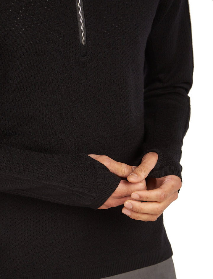 Mens Merino Icebreaker Anniversary Original LS Half Zip Black 0A579D