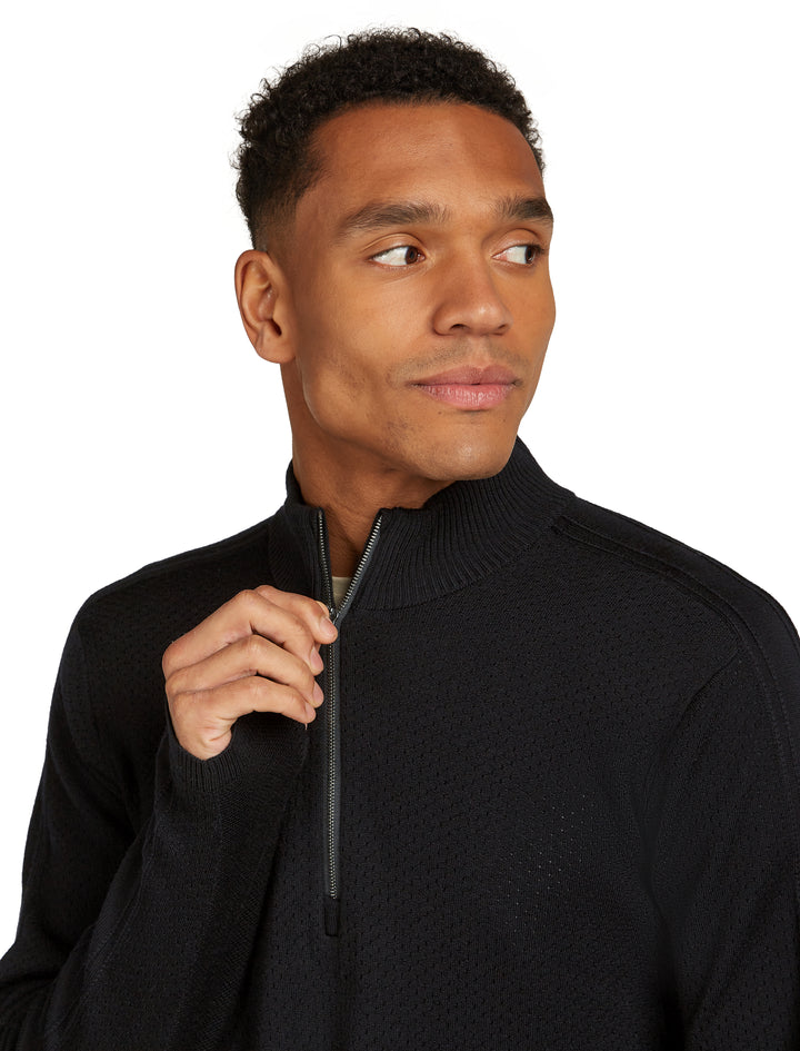 Mens Merino Icebreaker Anniversary Original LS Half Zip Black 0A579D