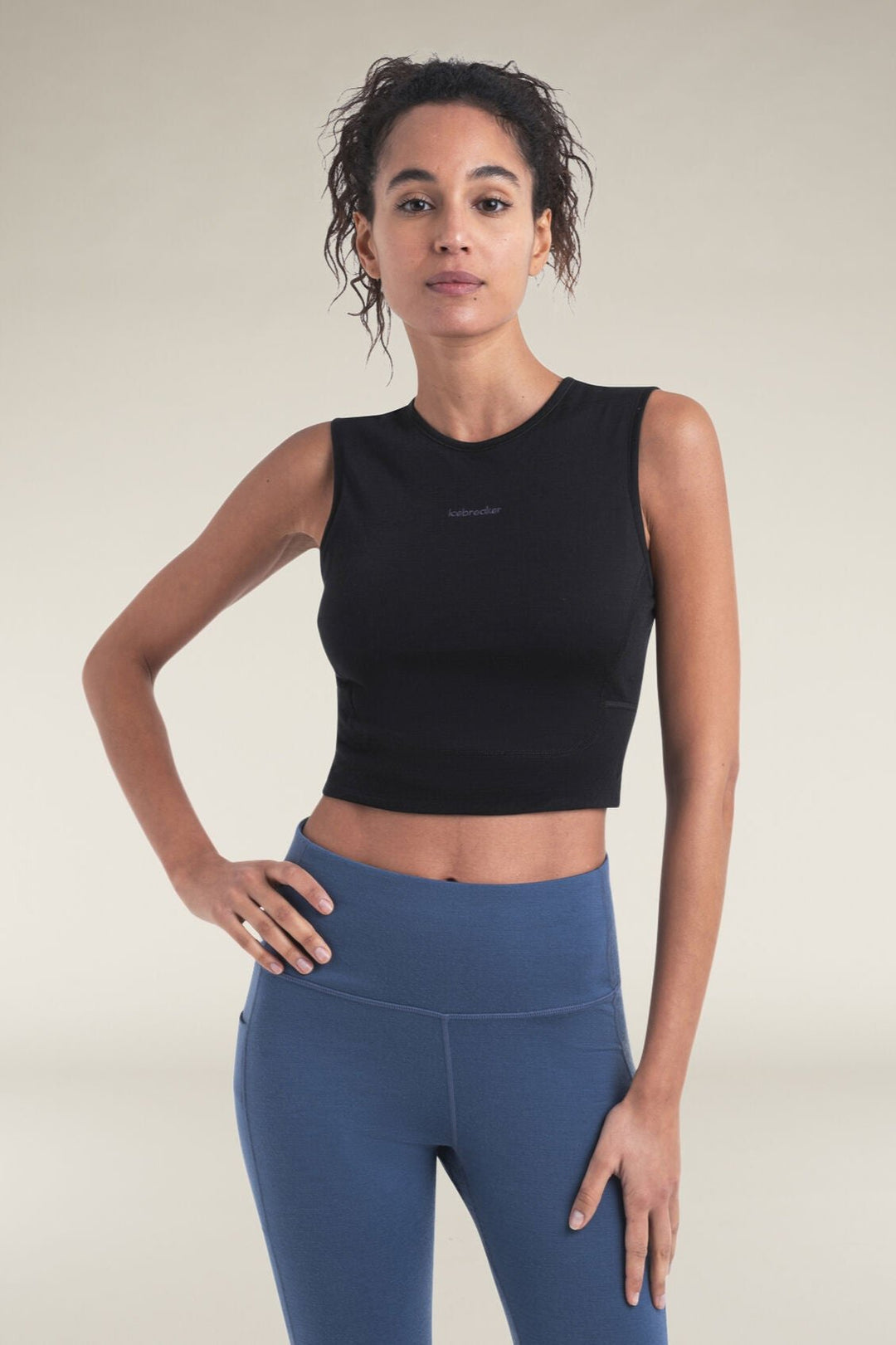 Womens Merino Blend 125 ZoneKnit™ Energy Wind Cropped Bra-Tank Black 0A56XT
