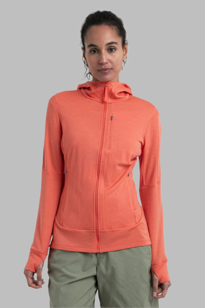 Womens Merino 260 Quantum IV LS Zip Hoodie Tangerine 0A56XR
