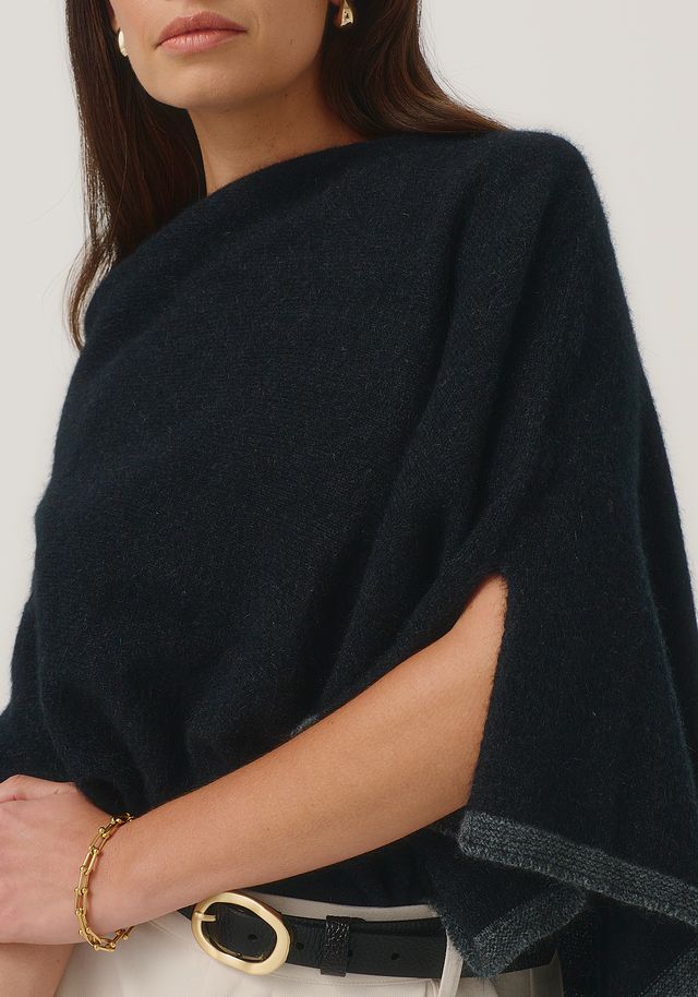Womens Two Tone Poncho Jet/Slate 1623