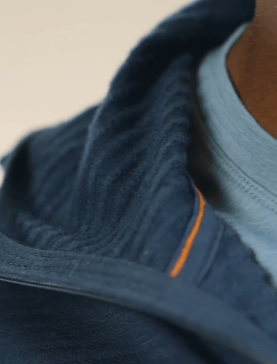 Mens Merino Blend 200 Realfleece™ Descender LS Zip Hoodie Abyss/Blue Ash BA56VZ