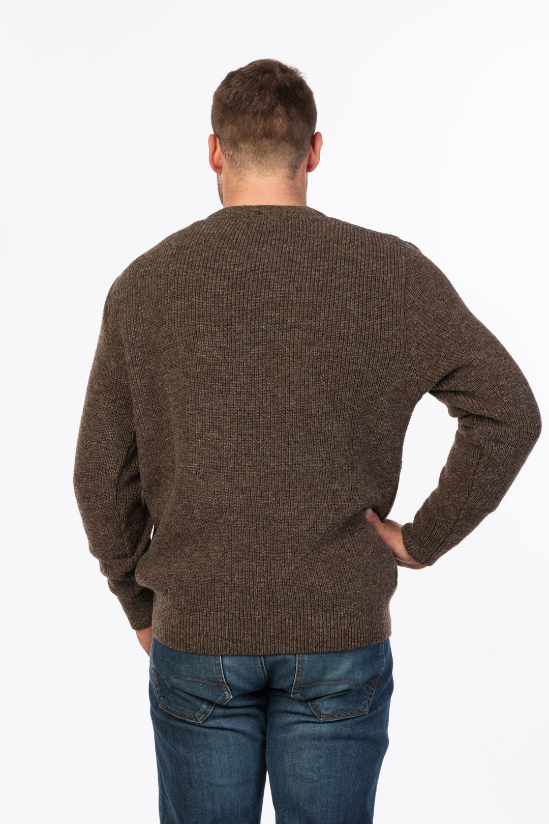 Mens Backyard Fisherman Sweater Natural Brown MS1526