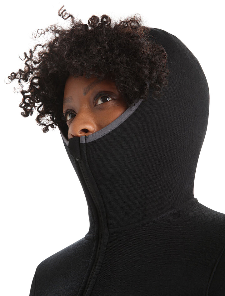 Womens Elemental LS Zip Hood - Black