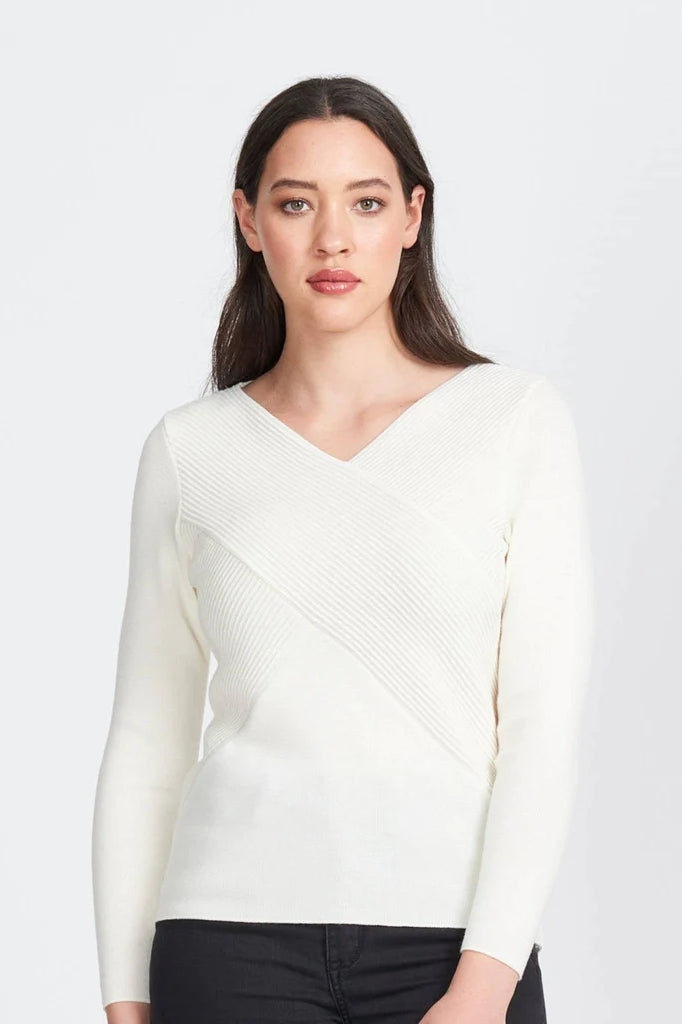 Womens LS V Rib Wrap Jumper Natural RM2055