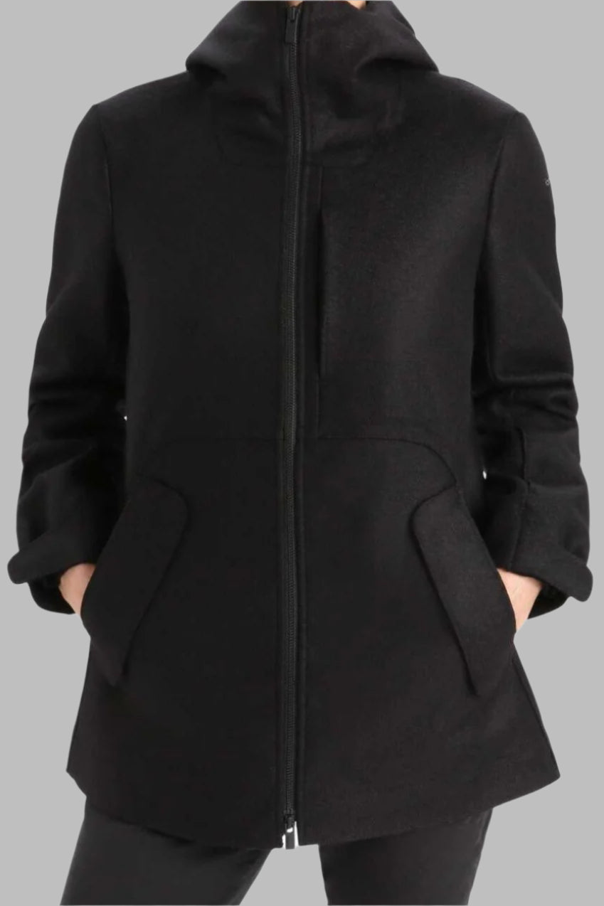 Women's Felted Merino Hooded Jacket - Black