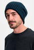 Unisex Merino Mink Slouchy Beanie Peacock/Black 0606