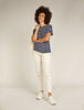Womens Merino Blend Drayden Reversible SS Top Stripe Midnight Navy snow 0A56JL