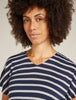 Womens Merino Blend Drayden Reversible SS Top Stripe Midnight Navy snow 0A56JL
