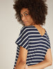 Womens Merino Blend Drayden Reversible SS Top Stripe Midnight Navy snow 0A56JL