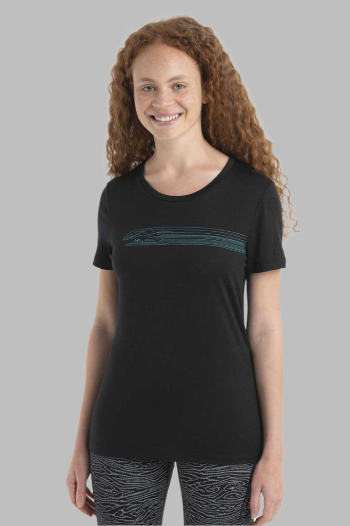 Womens Merino 150 Tech Lite II Short Sleeve T-Shirt Camping Lines