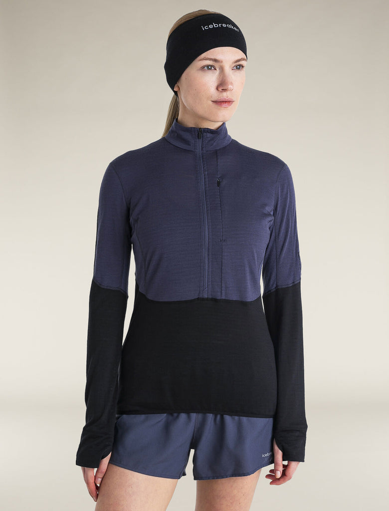 Womens Merino Blend 200 Realfleece™ Descender L S Half Zip Jacket Graphite/Black BA56YM