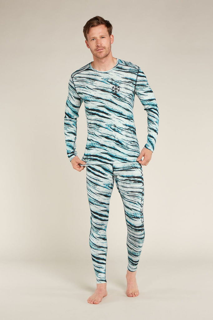 Mens Merino 200 Oasis LS Crewe Thermal Top POW AOP Snow 0A5733