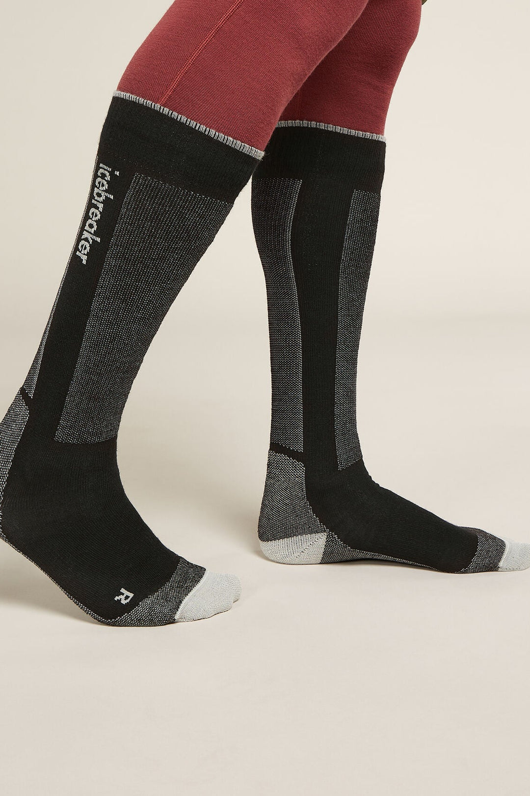 Mens Merino Ski+ Light Over The Calf Socks Black Ether 0A573N