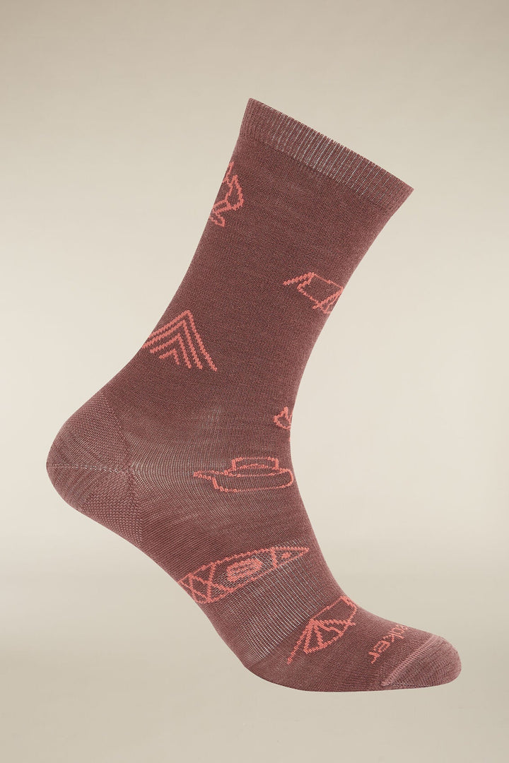 Mens Merino Lifestyle Ultralight Crew Socks Camp Essentials Carob/Plume 0A574E
