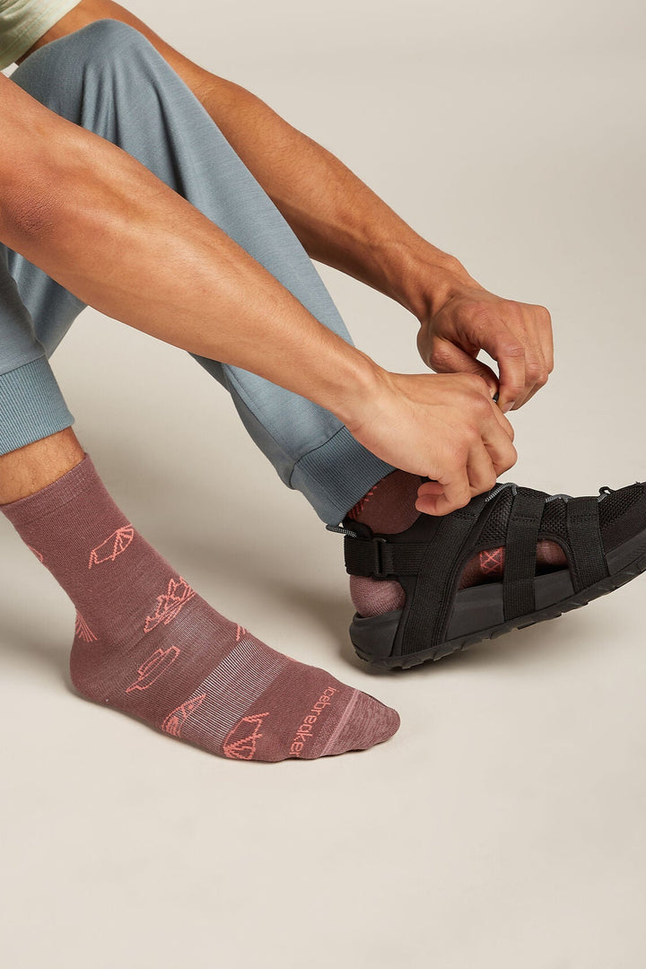 Mens Merino Lifestyle Ultralight Crew Socks Camp Essentials Carob/Plume 0A574E