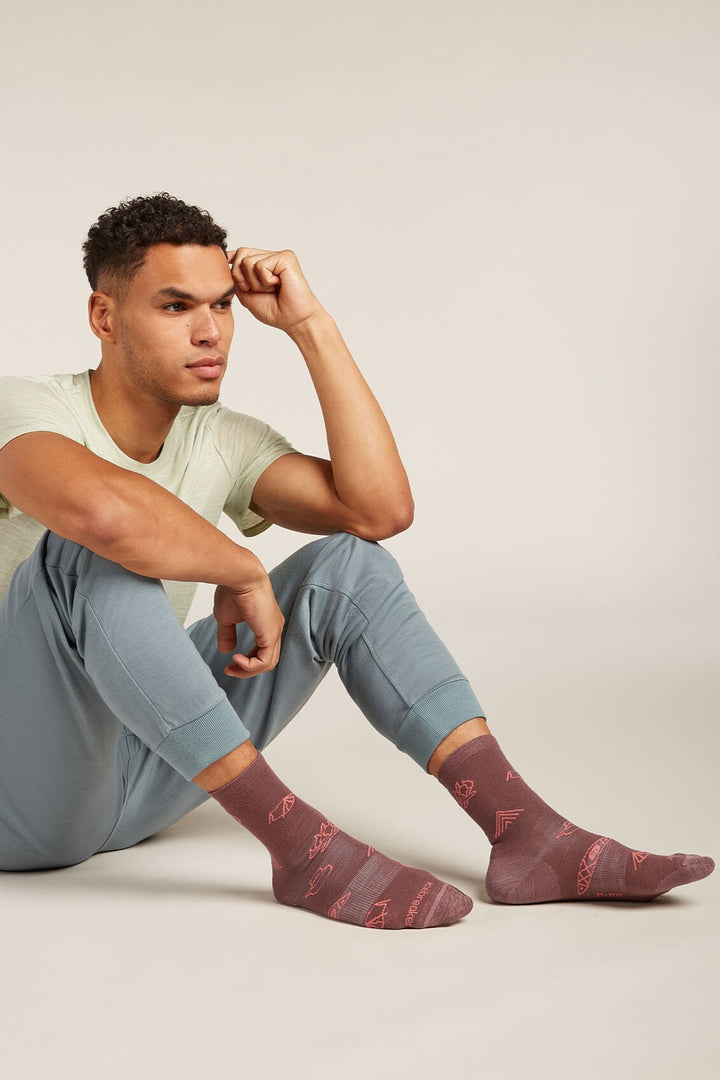 Mens Merino Lifestyle Ultralight Crew Socks Camp Essentials Carob/Plume 0A574E