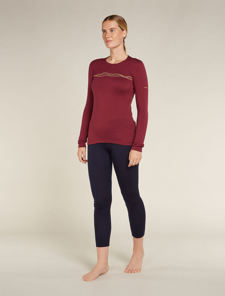 Womens Merino 200 Oasis Long Sleeve Crewe Thermal Top Mountain Pulse