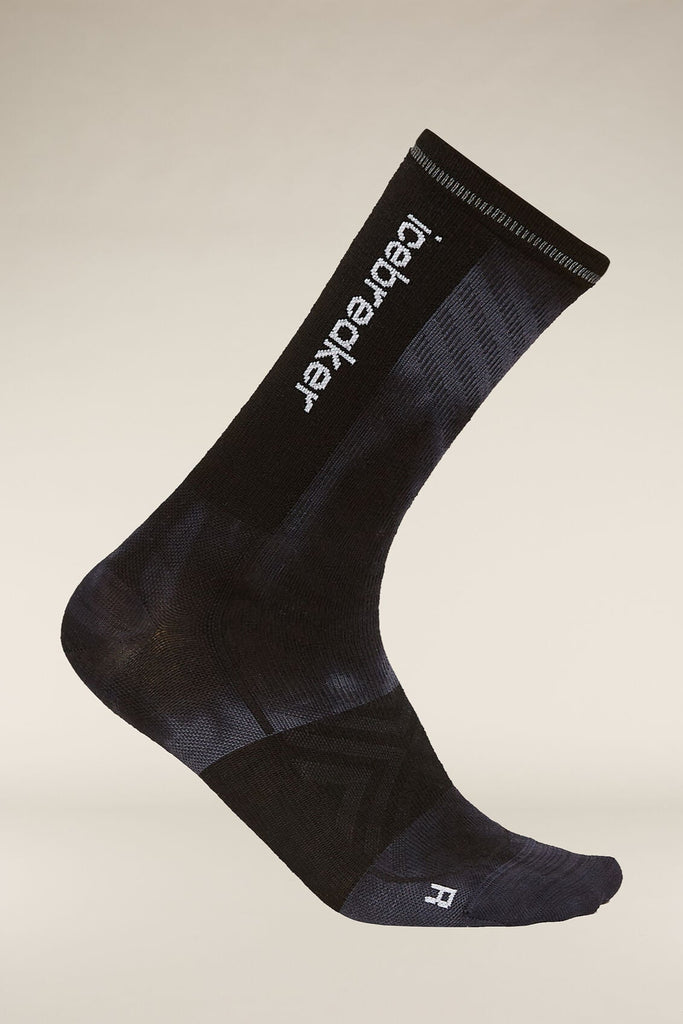 Womens Merino Blend Run+ Ultralight Crew Socks Cloud Dye Graphite/Black  0A575N