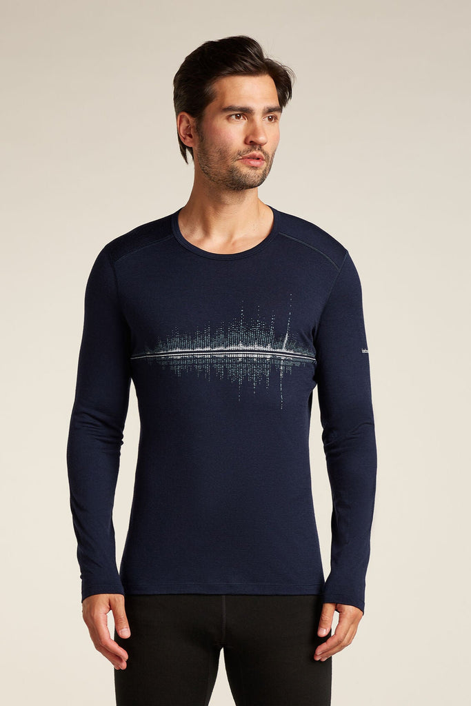 Mens Merino 200 Oasis Long Sleeve Crewe Midnight Navy 0A5761