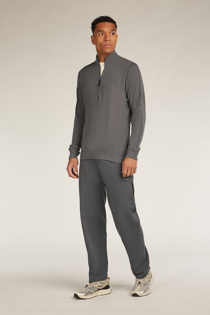 Mens Merino 260 Waffle Knit Wander Long Sleeve Half Zip Obsisian  0A577U