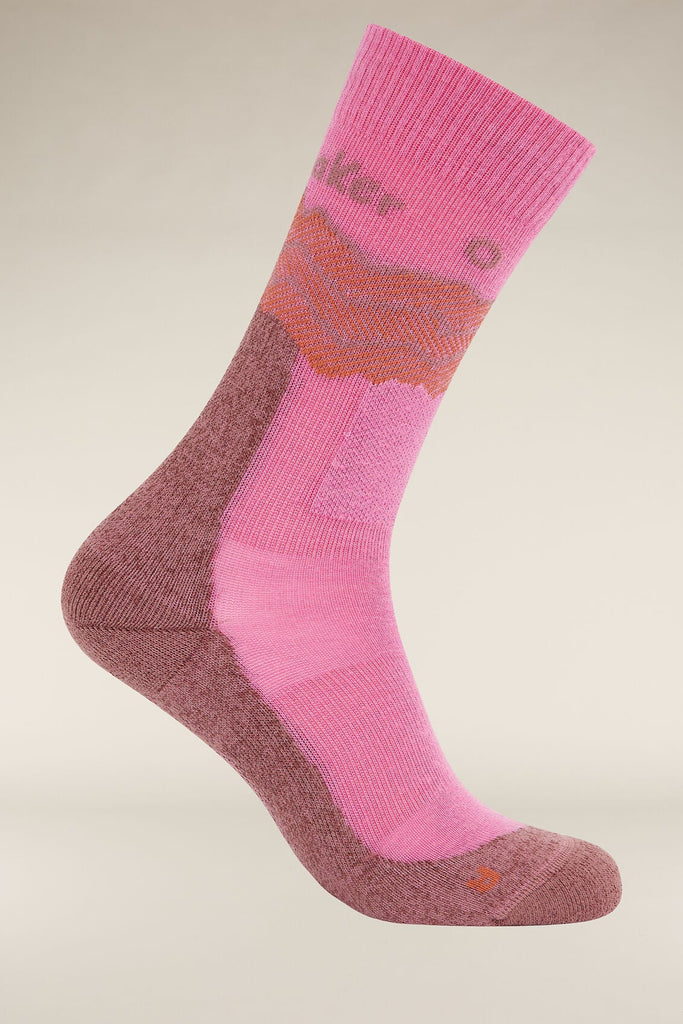 Womens Merino Hike+ Medium Crew Socks Across the Peaks Pop/Carob  0A578Y