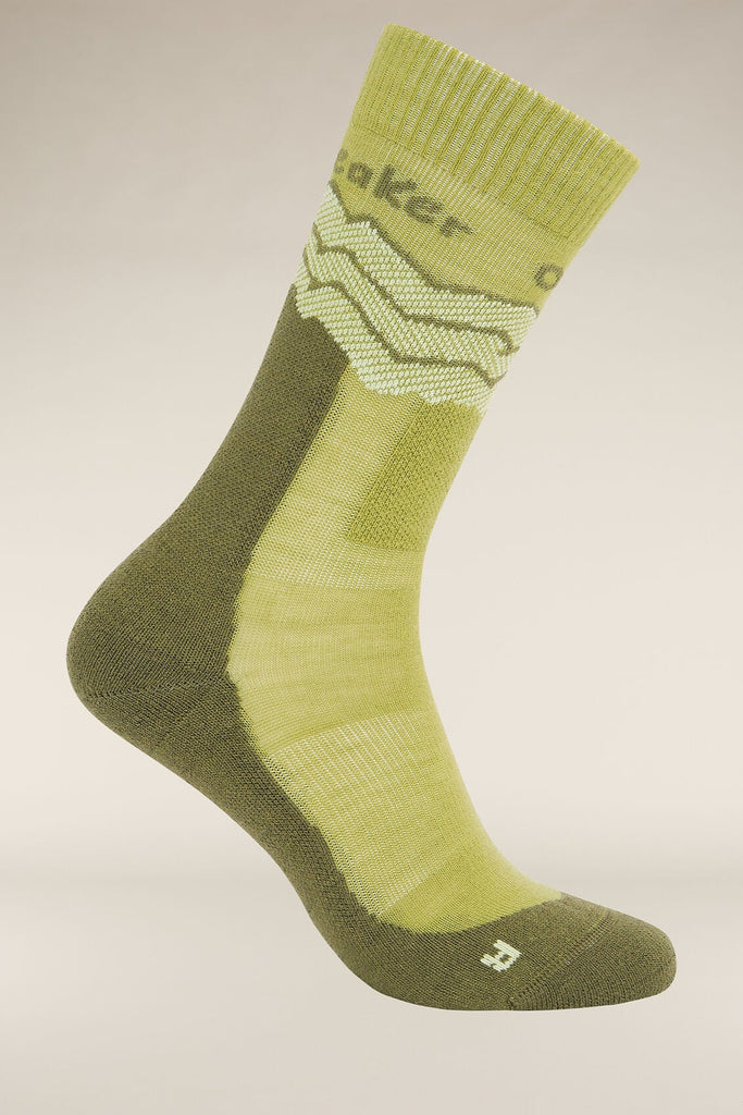 Womens Merino Hike+ Medium Crew Socks Across the Peaks Olive/Loden 0A578Y