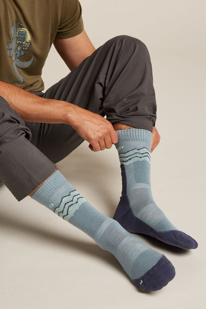 Mens Merino Hike+ Medium Crew Socks Across the Peaks Blue Ash/Graphite 0A578Z
