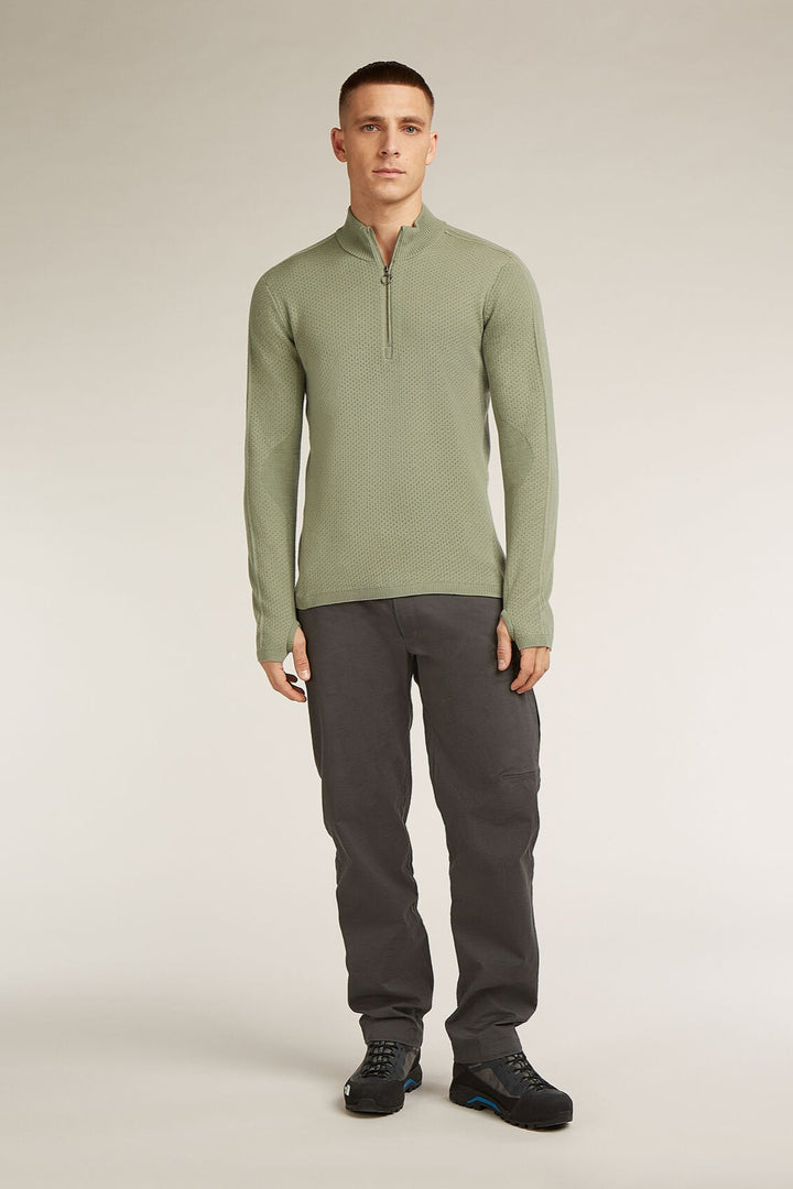 Mens Merino Anniversary Original Long Sleeve Half Zip Lichen  0A579D