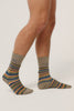 Unisex Striped Merino Socks Taupe Stripe 0635