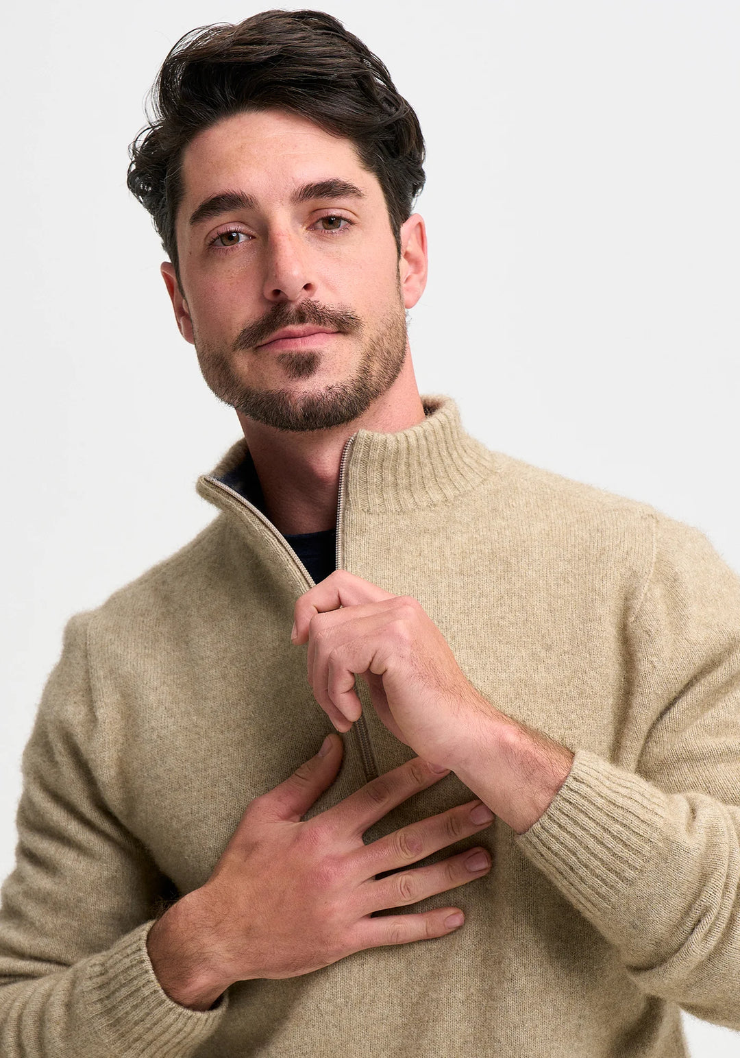 Mens Whittaker Half Zip Latte/River 100309