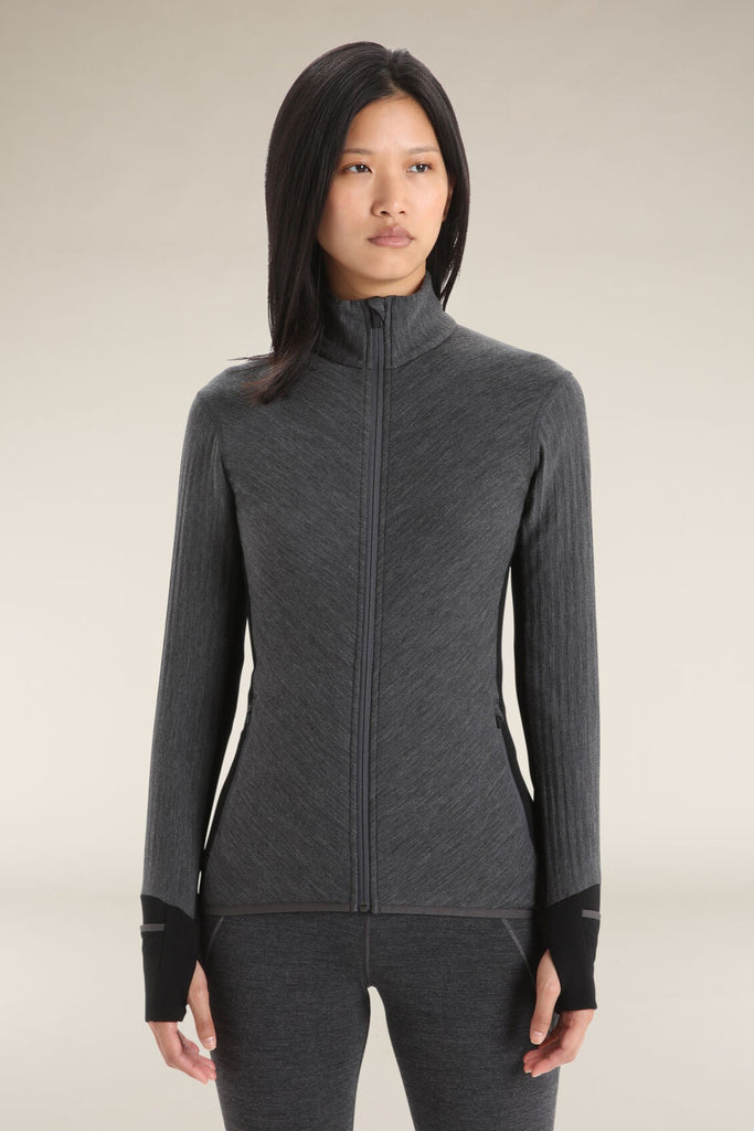 Womens Descender Long Sleeve Zip Jacket Jet Heather/Black B03900