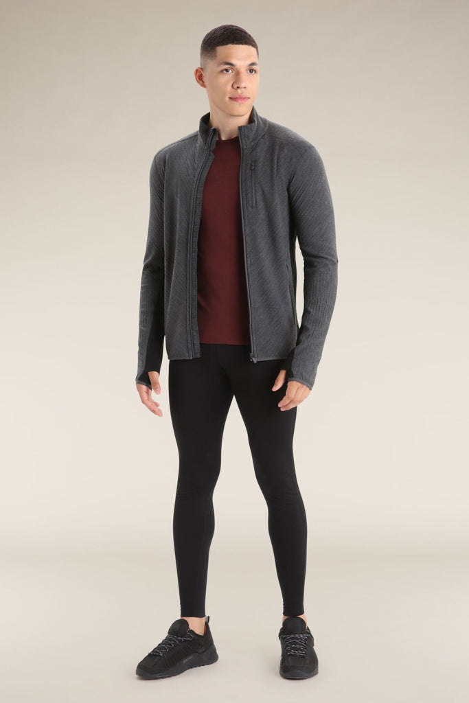 Mens Descender Long Sleeve Zip Jacket Jet HTHR / Black B04853