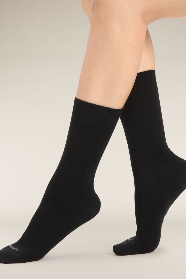 Womens Merino Lifestyle Fine Gauge Crew Socks Black 105253