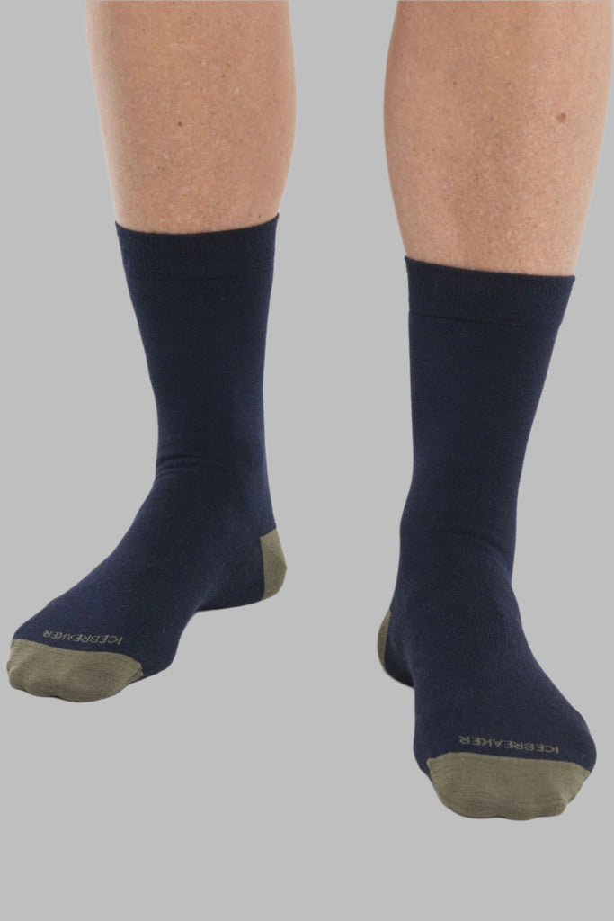 Womens Merino Lifestyle Fine Gauge Crew Socks Midnight Navy/ Loden 105253